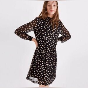 Madewell Black Floral Long Sleeve Dress